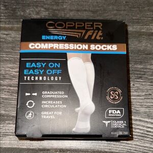 White Compression Socks copper fit large XL new in box